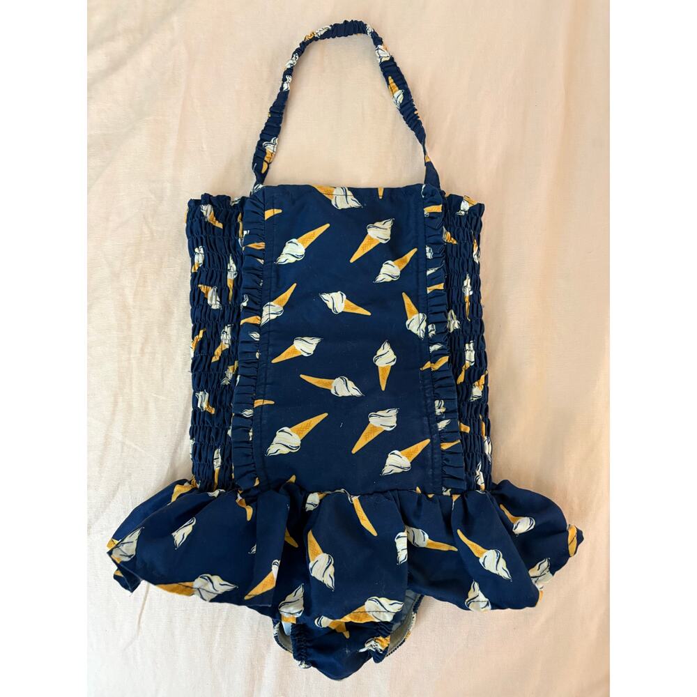Rachel Riley soft serve ice cream print smocked peplum swimsuit vintage inspired